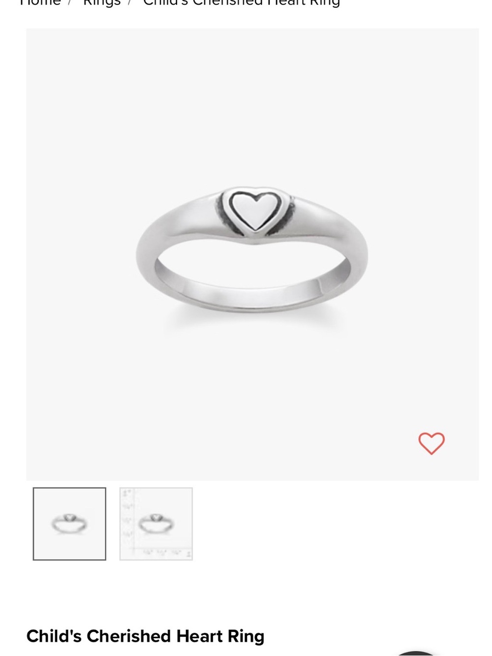 James Avery
Child's Cherished Heart Ring - Silver